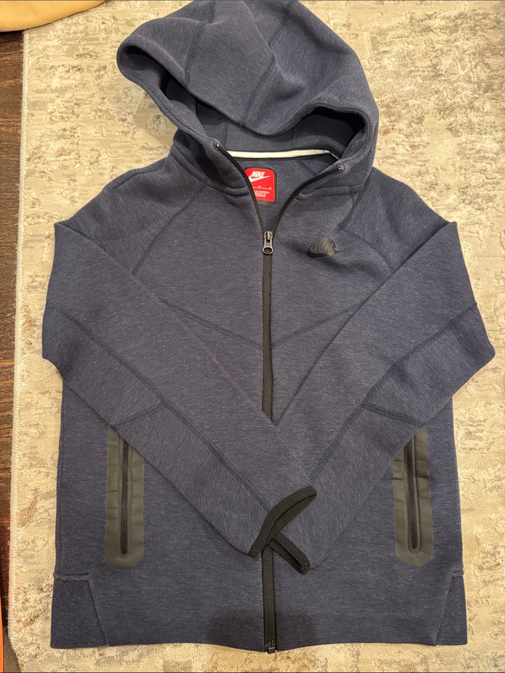 Nike Boys Dark Blue Half-Zip Hooded Sweater